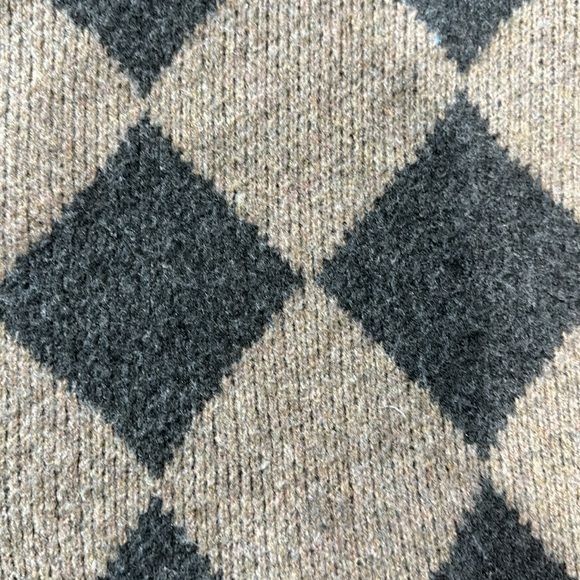 Abercrombie & Fitch women’s classic easy turtleneck sweater tan checkered wool - Picture 7 of 10